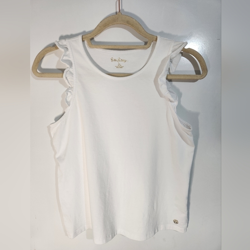 Lilly Pulitzer Cream Ruffle Tank Top, Girls Size 12-14